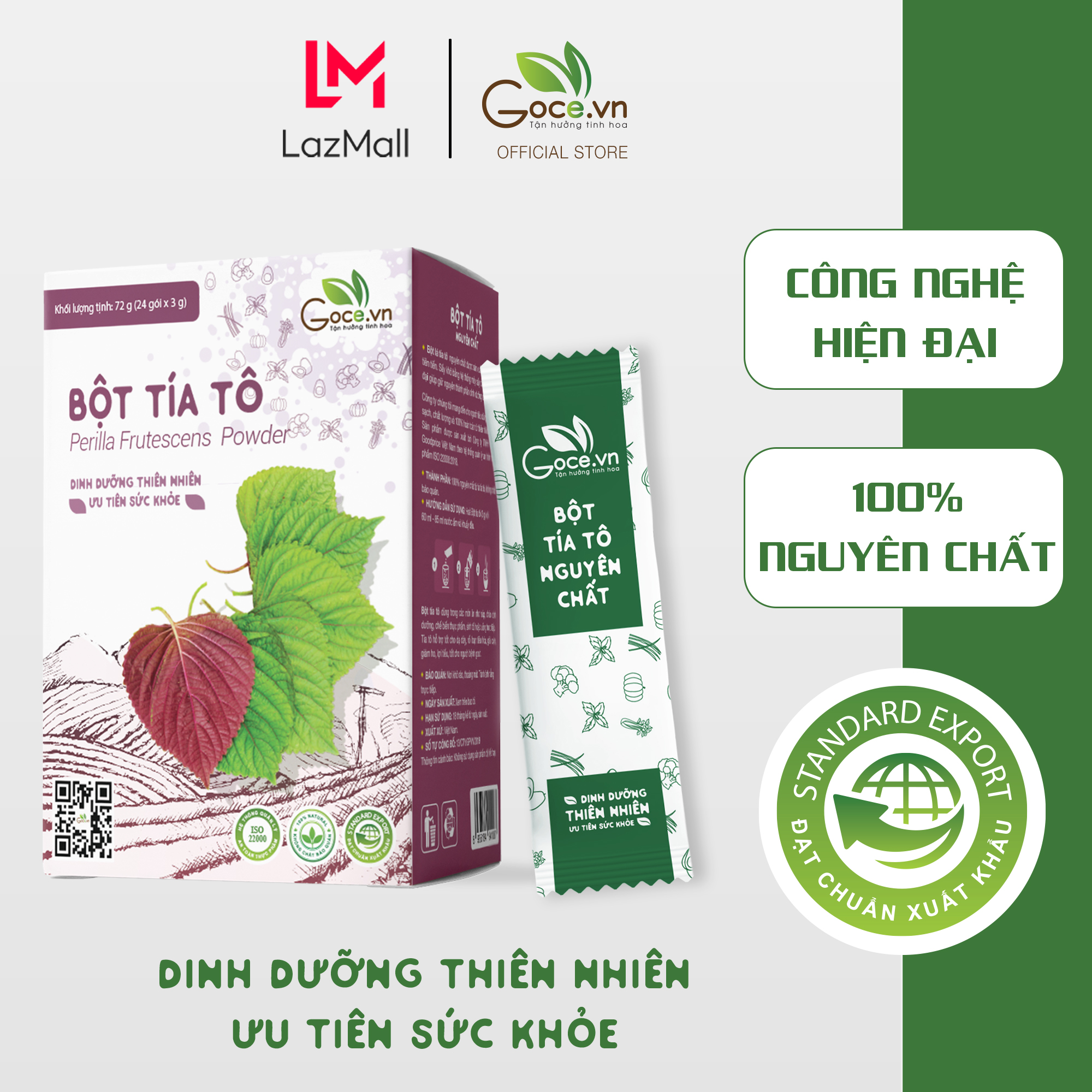 Bột tía tô nguyên chất Goce - 72g (24 gói x 3g)