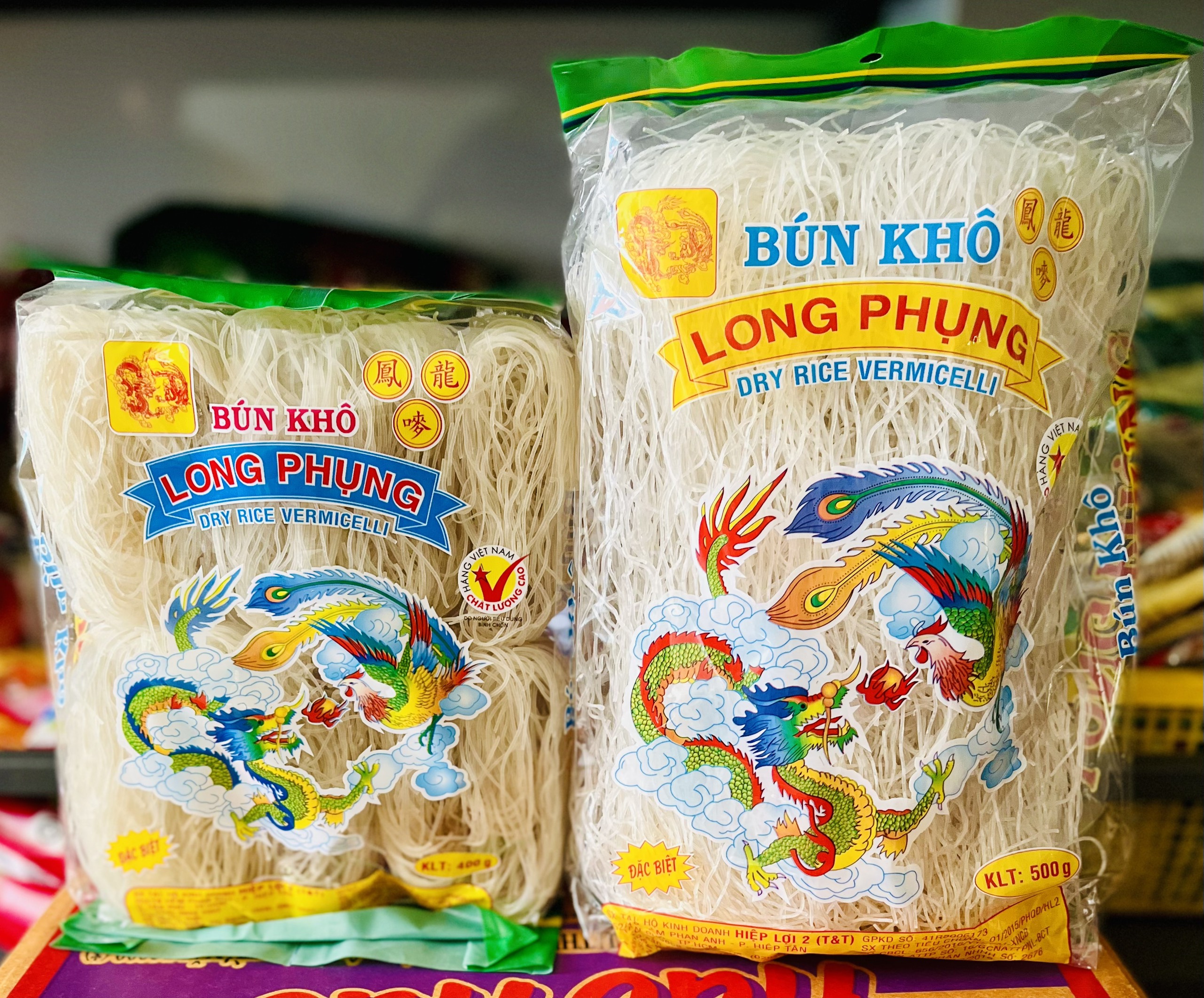 Bún gạo khô Long Phụng dạng gói (500g)/dạng 10 vắt (400g)