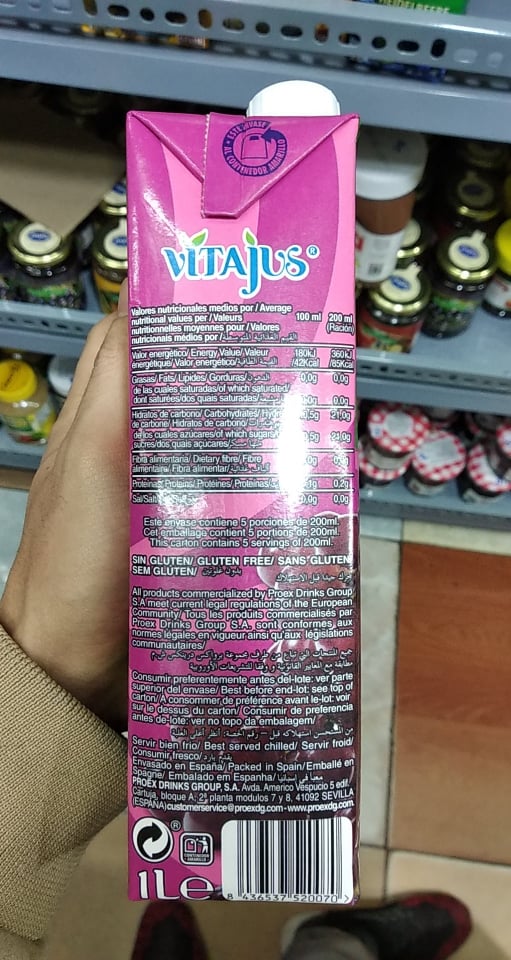 Nước ép nho đỏ nguyên chất Vitajus 1L