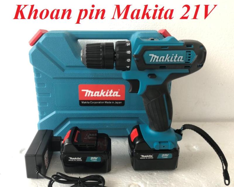 Máy khoan Makita 21v chữ nổi, bắt vít Makita 370W - 2 Pin 21V