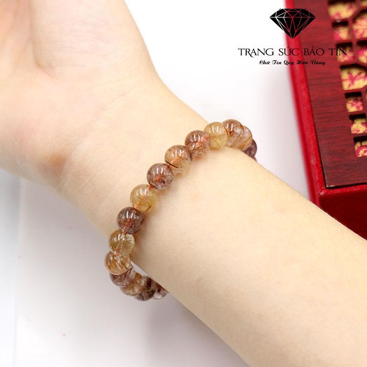Vòng Tay Thạch Anh Tóc Nâu 9mm - Bảo Tín
