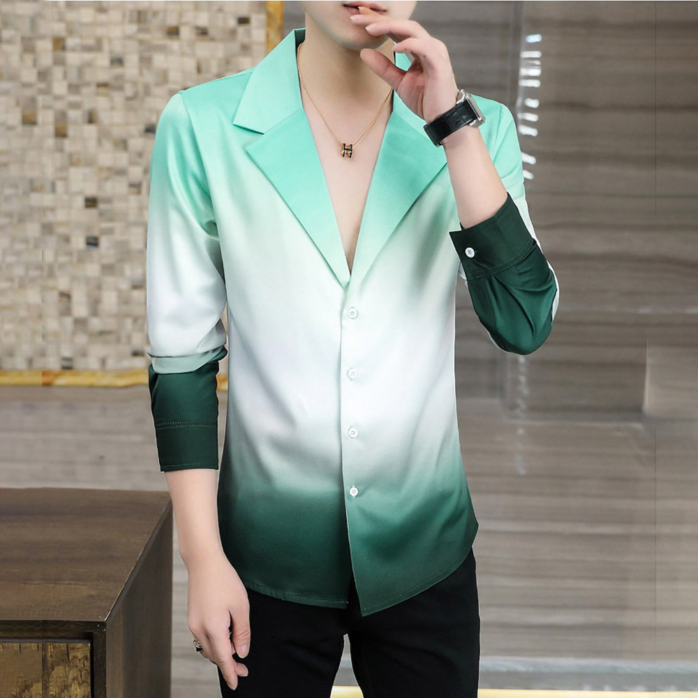 Áo sơ mi, áo sơ mi nam dài tay thiết kế kiểu cổ vest phối màu độc đáo phá cách T14