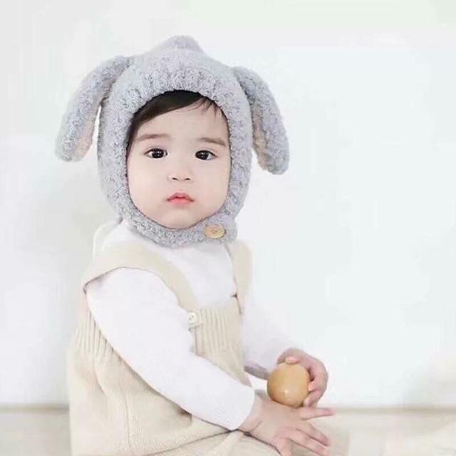 Mũ lông cừu có tai ấm áp cho bé