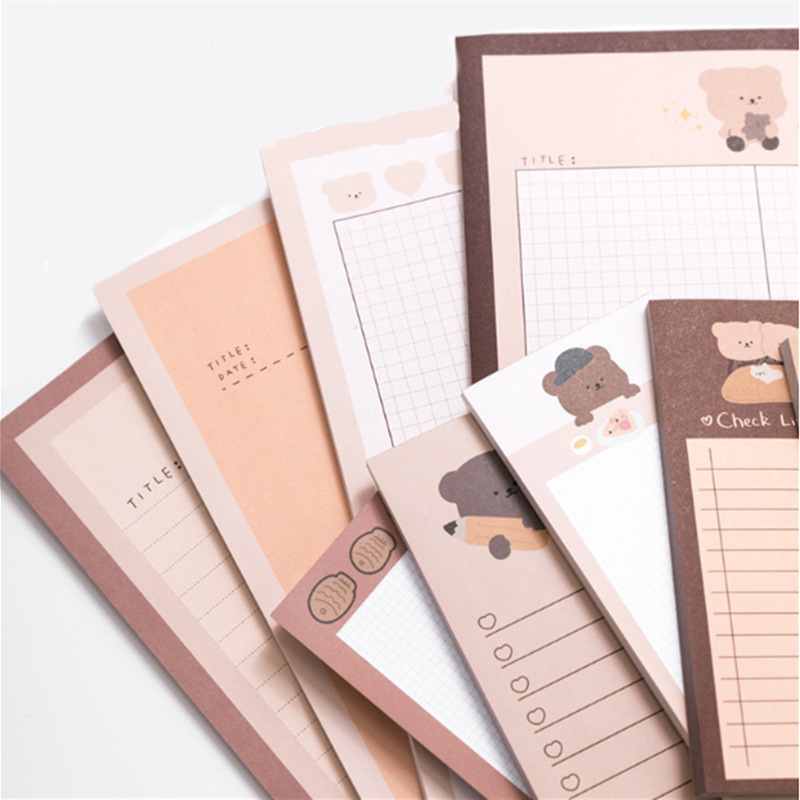 50 PCs cute bear note sticky memo pad thick cute memo pad-Hause