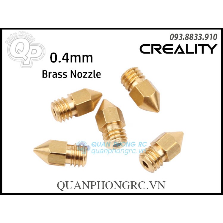 Đầu đùn in nhựa creality máy in 3d 1.75mm - 0.2mm /0.3mm / 0.4mm brass printer nozzle