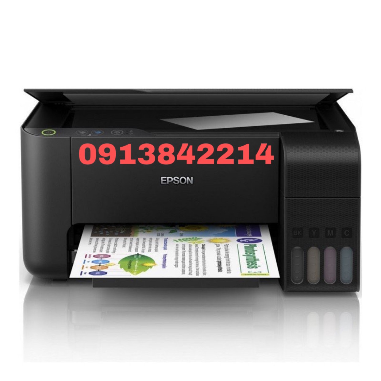 Máy in màu Epson L3110 đi kèm 4 bình mực dầu pigment UV không phai