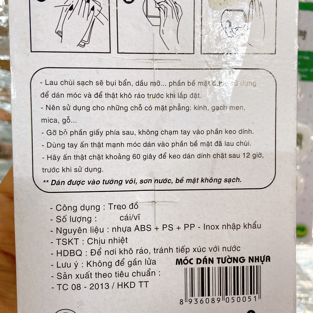Bộ 3 Móc Dán Tường Kèm 2 Đinh Đóng Siêu Chắc