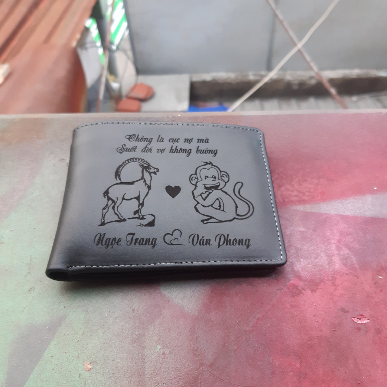 Ví nam Da bò Khắc tên/Ví Da Cao Cấp BYL
