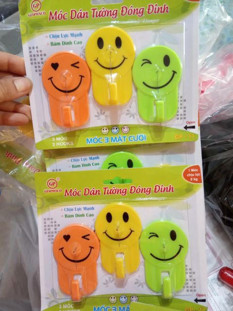 [HCM]Combo 3 Móc Dán Tường Đóng Đinh Hình Mặt Cười