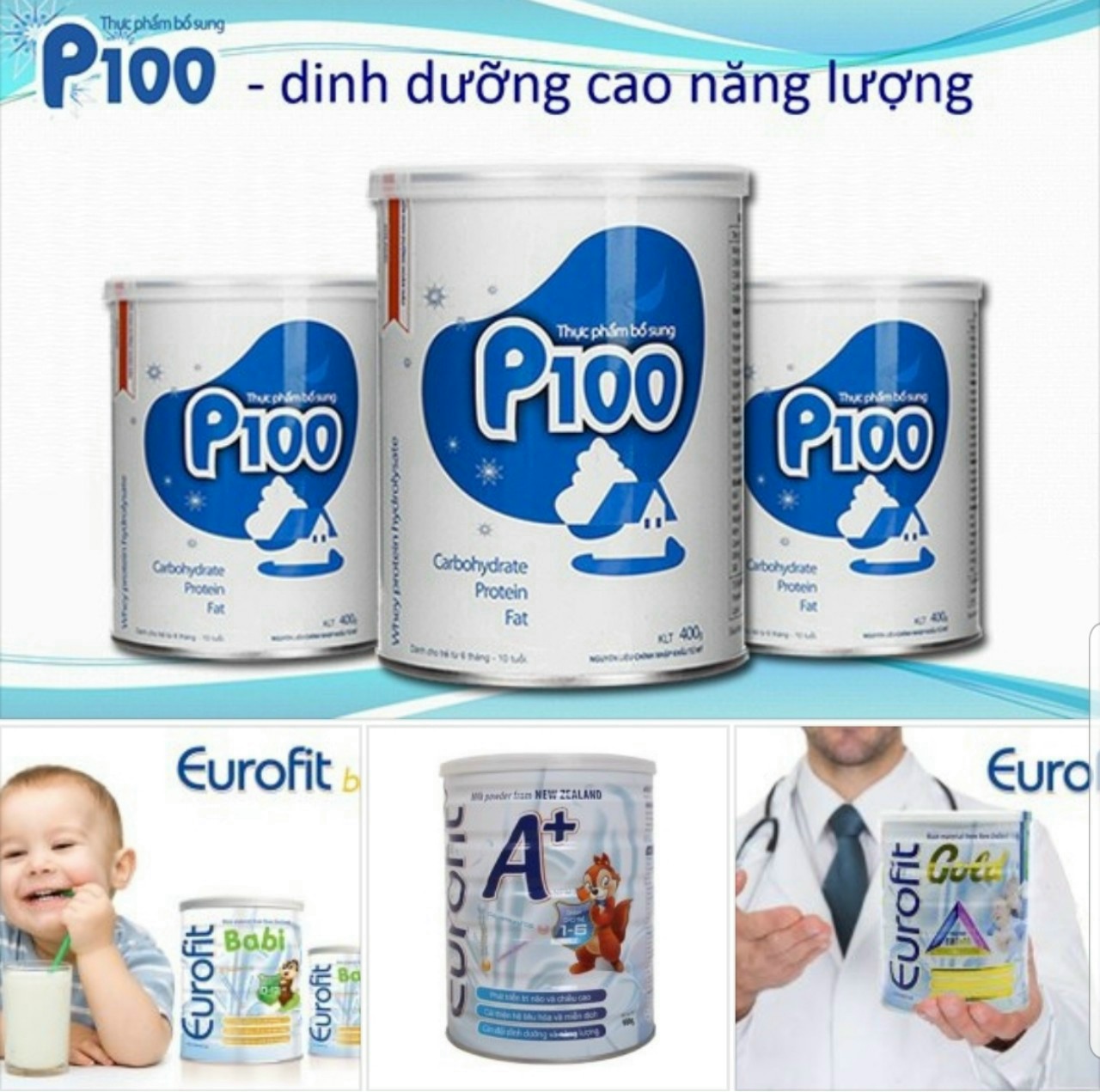 Sữa bột P100 900g(1-10 tuổi)