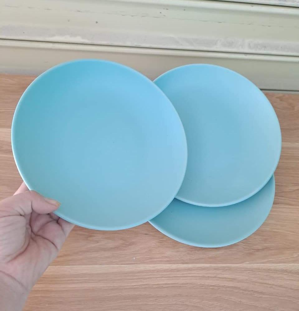 Dĩa sứ pastel tròn 8inch - xanh ngọc - đĩa sứ pastel tráng men cao cấp
