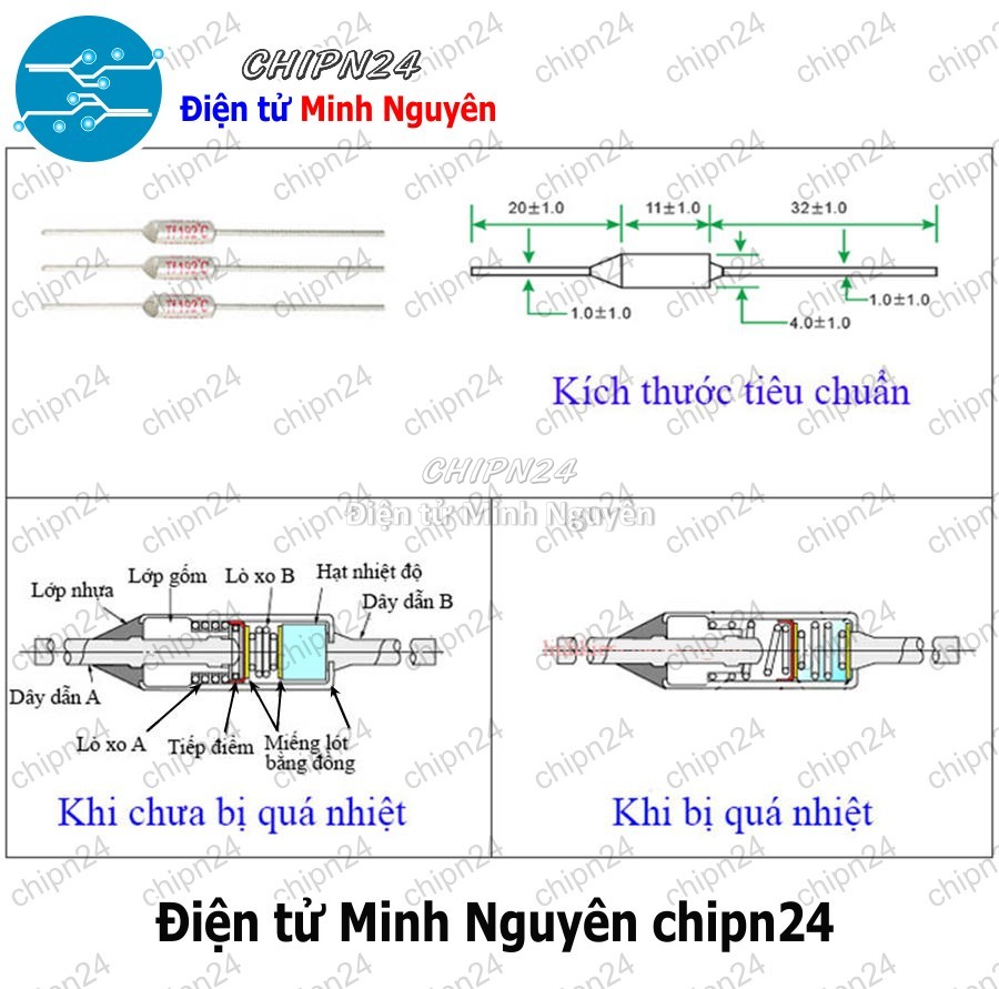 [2 cái] (K453) Cầu chì nhiệt RY 169 độ 10A 250V (RY169 TF169) - HH004562