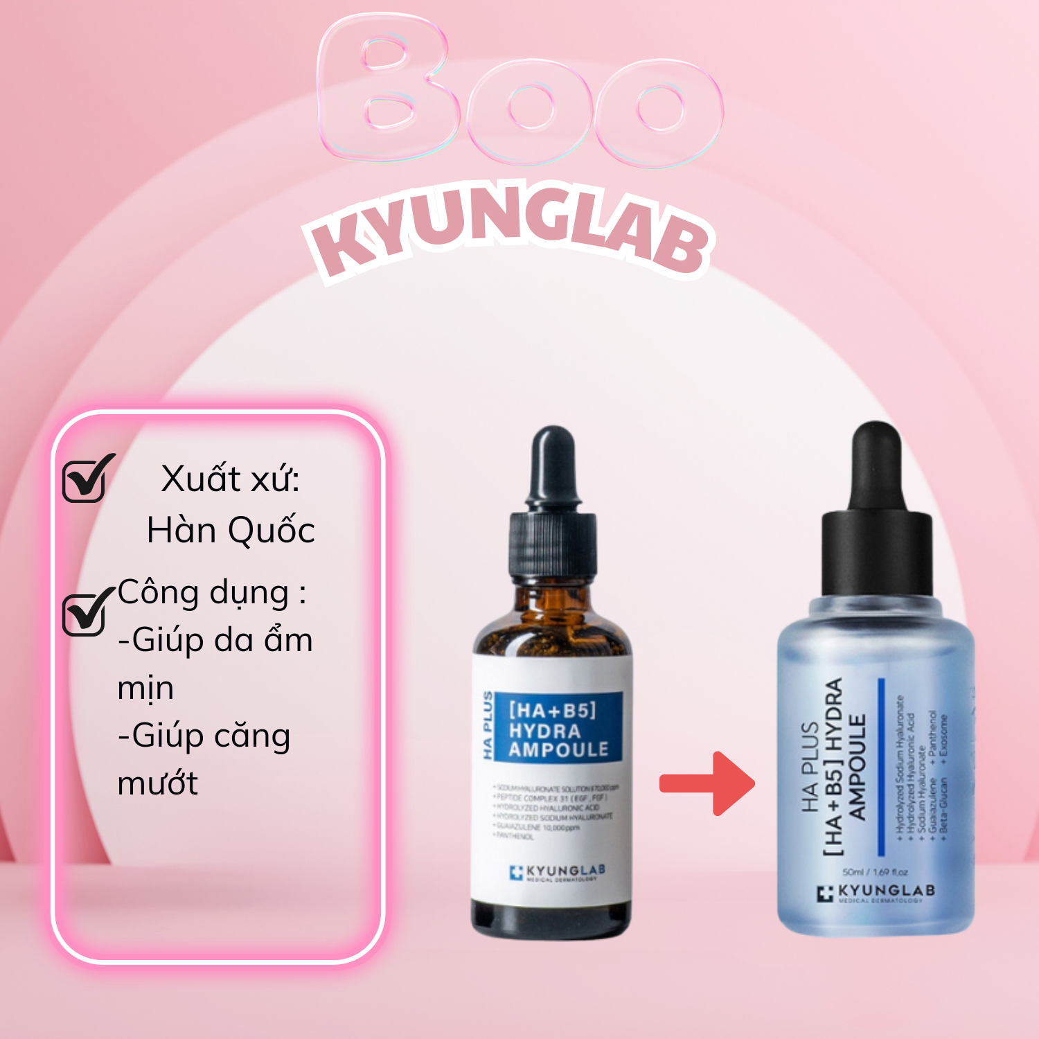 Serum Cấp Ẩm Căng Bóng Da KyungLab HA + B5 Hydra Ampoule - 50ml