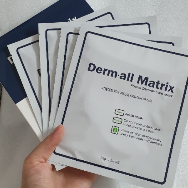 Hộp 4 miếng mặt nạ căng bóng da Derm All Matrix, chiết xuất từ các thành phần cao cấp, không gây kích ứng, an toàn cho người sử dụng