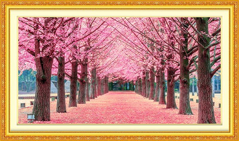 Tranh đính đá RỪNG HOA ANH ĐÀO VS184 kích thước 130*68 Siêu Thị Tranh Thêu