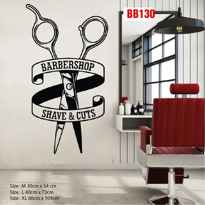Decal dán làm đẹp cửa tiệm Barber và Salon P9