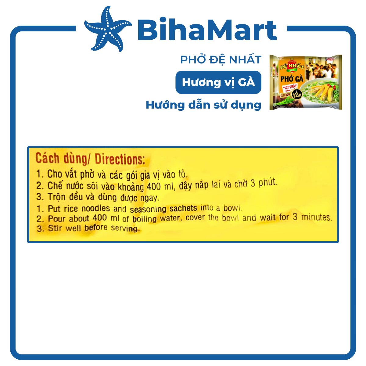 [SET 5 GÓI] - ACECOOK - Đệ Nhất phở hương vị Phở Gà, phở gà Đệ Nhất Acecook, phở gà Acecook Đệ Nhất phở ăn liền (65g/gói)