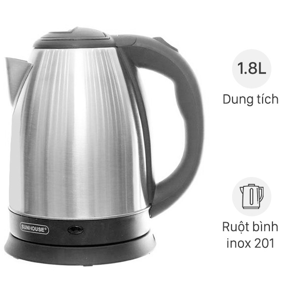 Ấm Siêu Tốc Inox - Bình Đun Nước Siêu Tốc SunHouse
