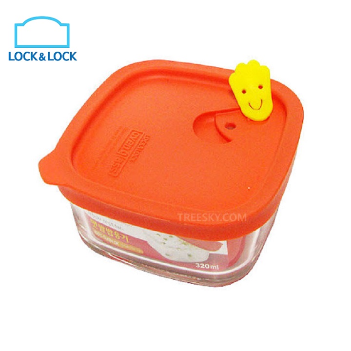 Combo 2 hộp đựng cơm thủy tinh lock&lock 410ml - hộp đựng cơm thủy tinh vuông