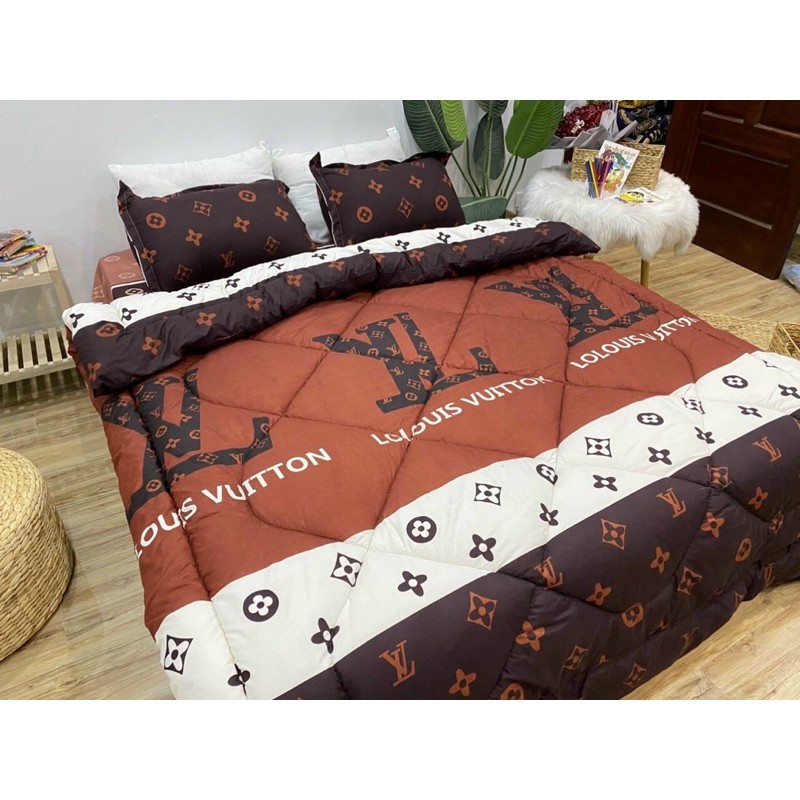 Trọn bộ chăn ga gối chần phao 5 món lv