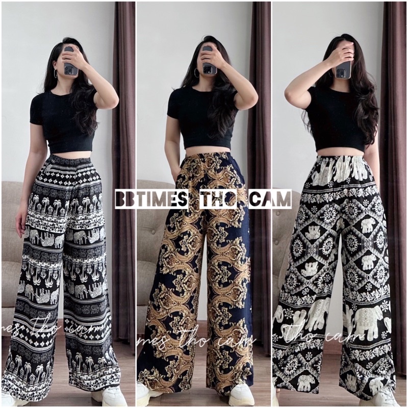 [BIGSIZE] Quần ống rộng họa tiết thổ cẩm (Ảnh thật hàng có sẵn)