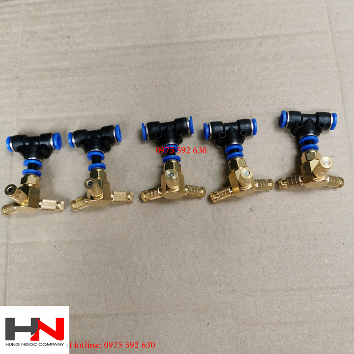 Combo 5 béc phun sương 3 hướng đồng gắn tê 8