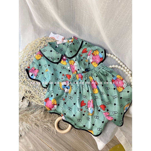 Pizama lụa bé gái đùi(10-42kg ) Đ01