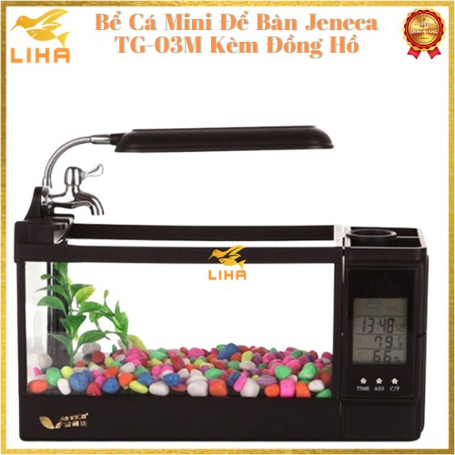 Bể Cá Mini Để Bàn Jeneca TG-03M Kèm Đồng Hồ