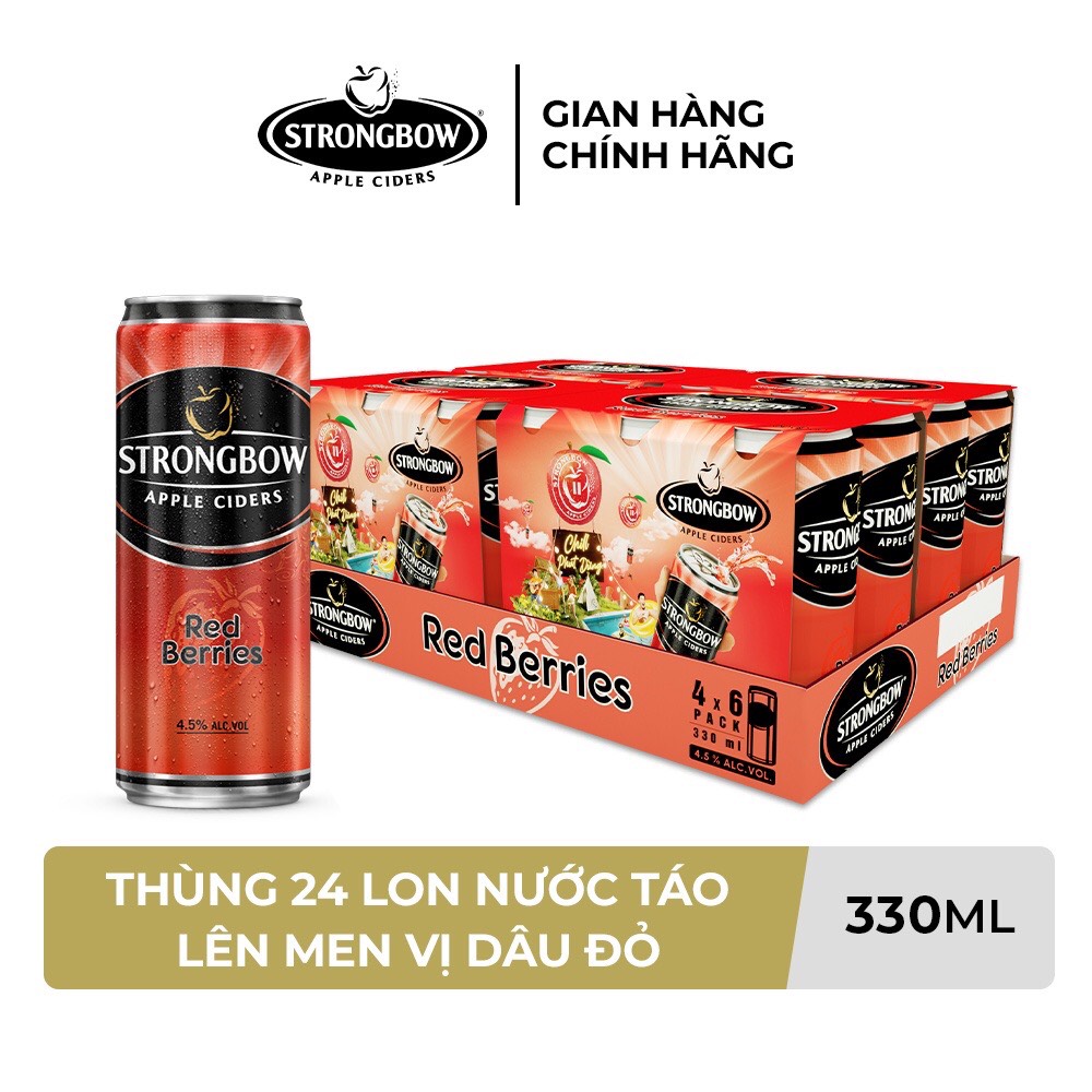 Strongbow Dâu đen 24 lon/Thùng 330ml Chang's Food