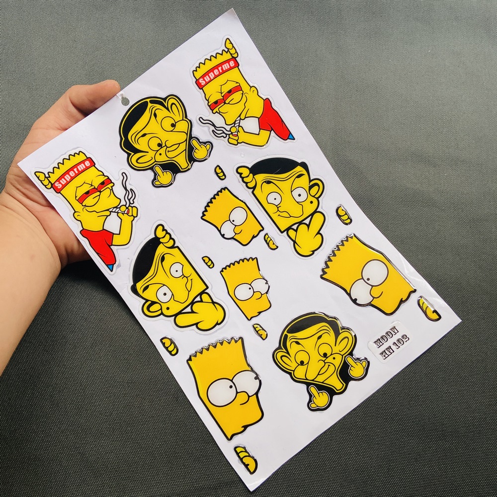 [HCM][CHUYÊN TEM NỔI] TEM NỔI ĐỔ KEO SIMPSONMR BEAN STICKER DÁN TRANG TRÍ XE MÁY CAO CẤP (1 TẤM TEM NHƯ HÌNH)