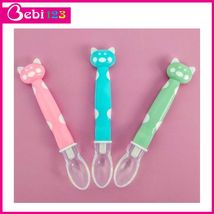 Muỗng thìa ăn dặm silicon hình mèo đáng yêu cho bé
