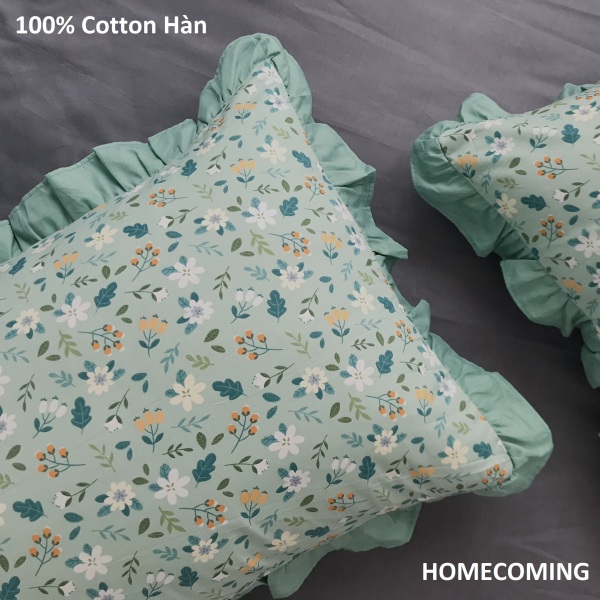 Vỏ gối nằm Cotton Hàn chuẩn kích thước 50x70cm 45x65cm họa tiết hoa nhí nhún bèo thương hiệu Homecoming