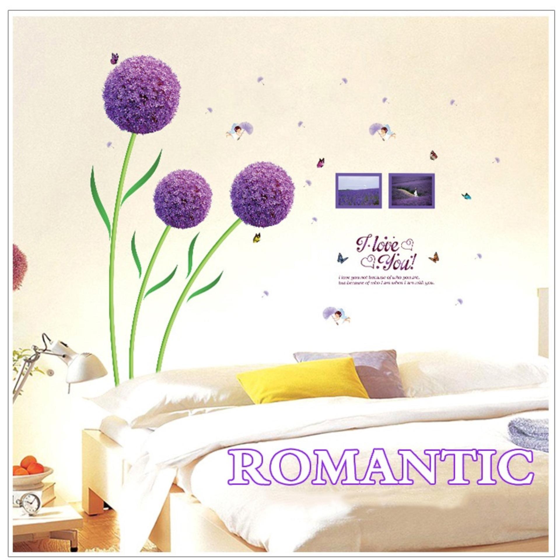 [HCM]Decal dán tường Hoa cẩm tú cầu tím DH018 (156 x 166 cm)