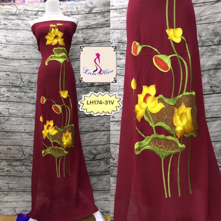 Vải áo dài thêu LH174