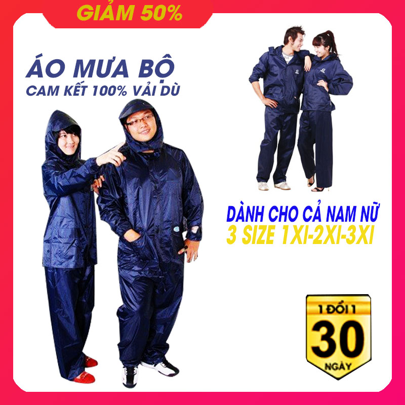 Áo mưa bộ euro size 1xl2xl3xl vải dù bền rẻ đẹp