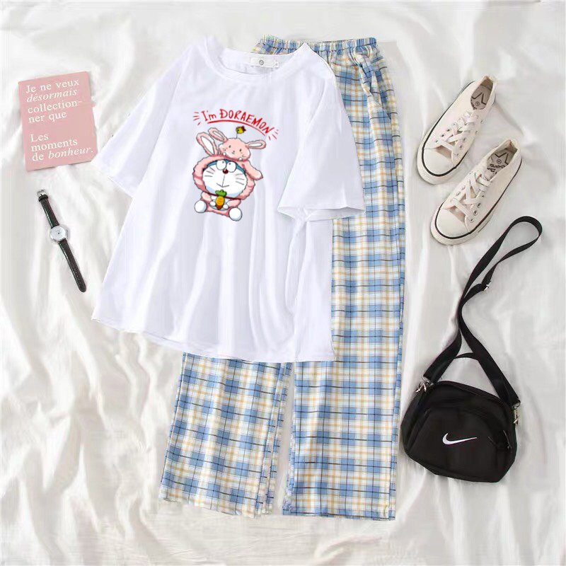 SÉT DORA ÁO ÁO THỎ LÈM QUẦN KẺ SIÊU CUTE