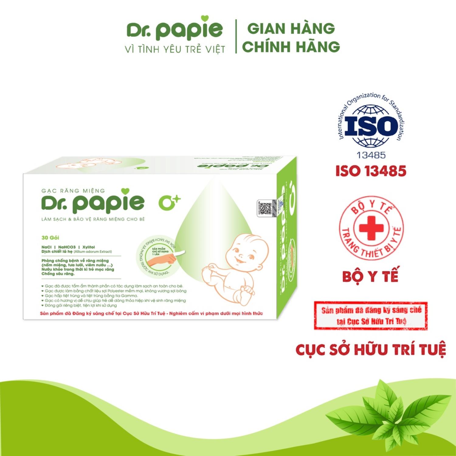 Gạc Rơ Lưỡi Dr.Papie 30Gói/Hộp