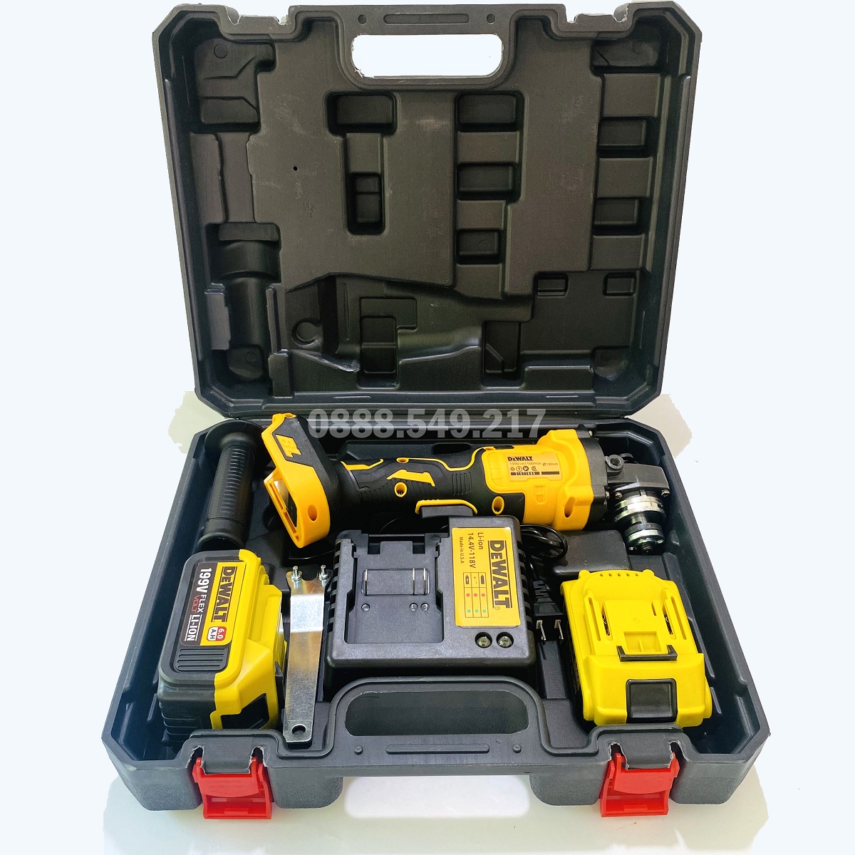 (CHÍNH HÃNG) Bộ Máy Mài Góc Cầm Tay - Máy Mài Dewalt Dùng Pin 199V 10 Cells Siêu Trâu - Hàng Chuẩn Lõi Đồng Không Chổi Than Cực Khỏe - Free Ship HÀNG CHÍNH HÃNG