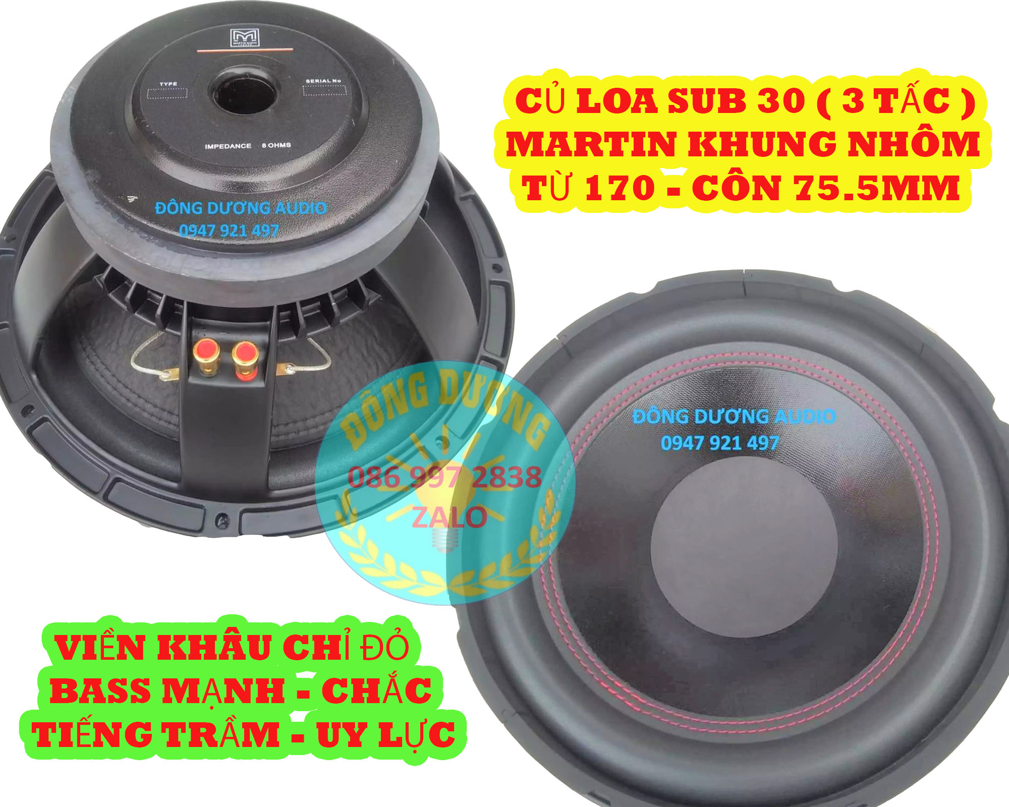 LOA SUB 30 MARTIN  TỪ 170 COIL 76 XƯƠNG NHÔM - GIÁ MỘT LOA