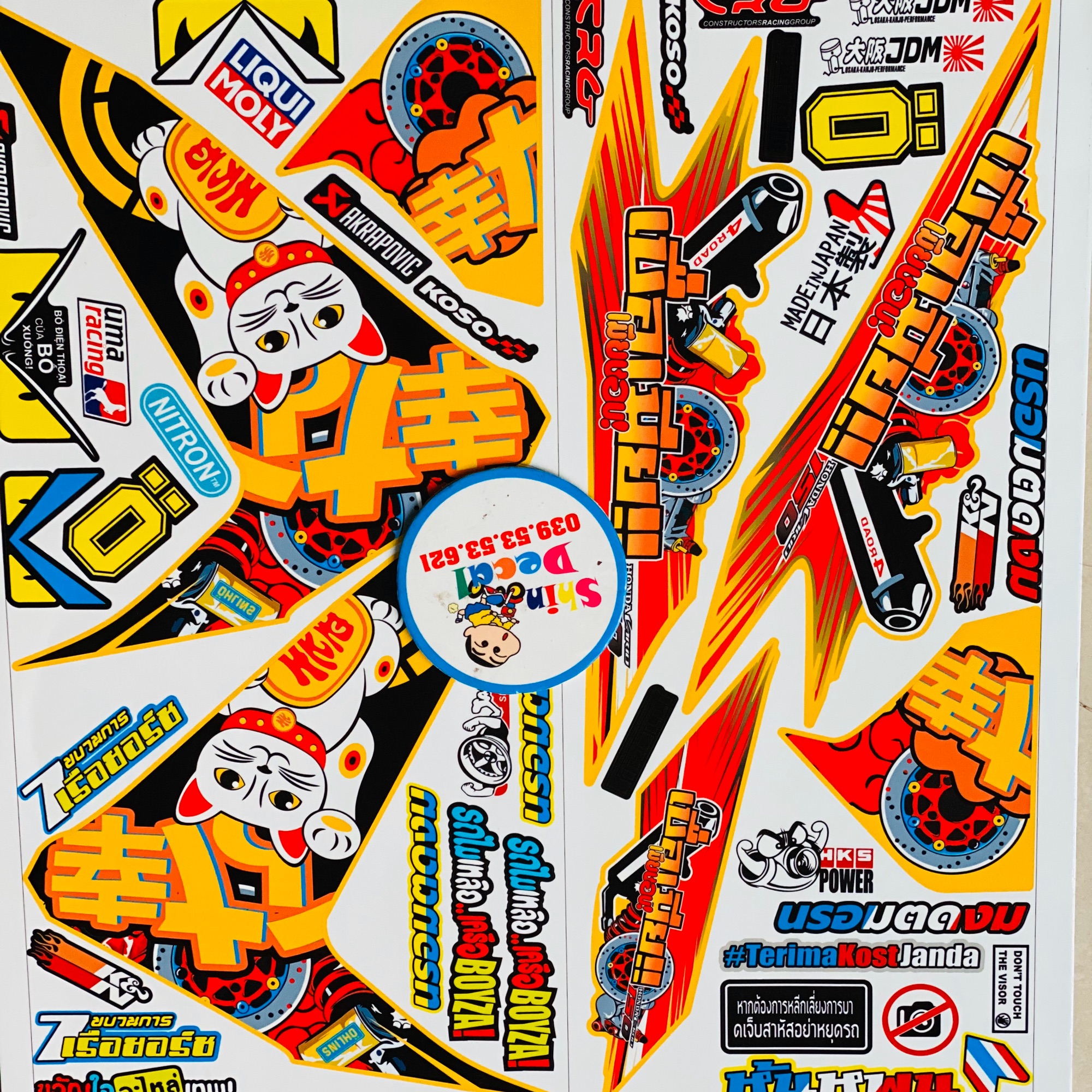 Tem rời Vario dán xe vàng Lucky cat