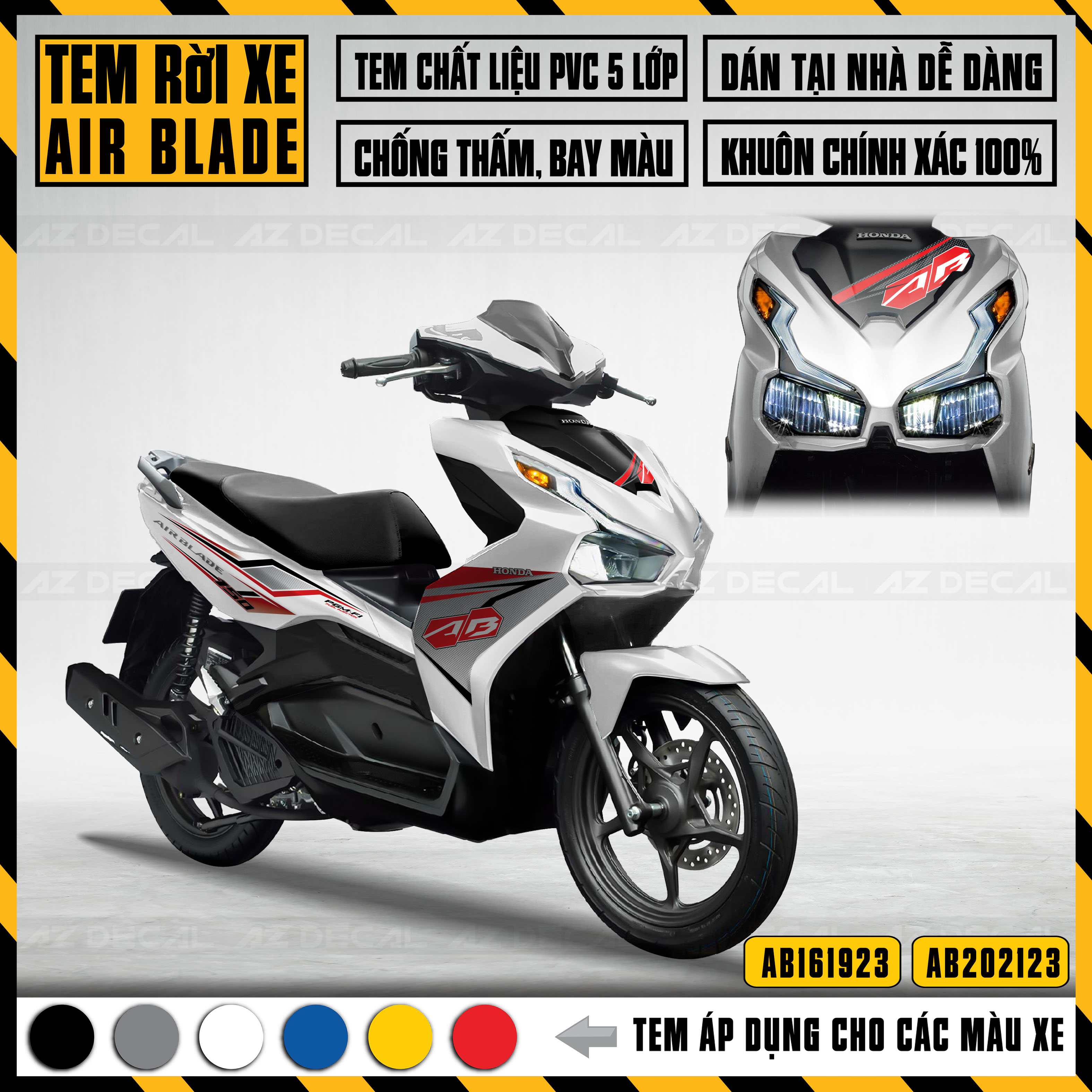 Tem rời xe air blade phong cách mới lạ | ab23 | decal chế xe máy ab chất liệu tem chống thấm nước, chống phai màu - azdecal