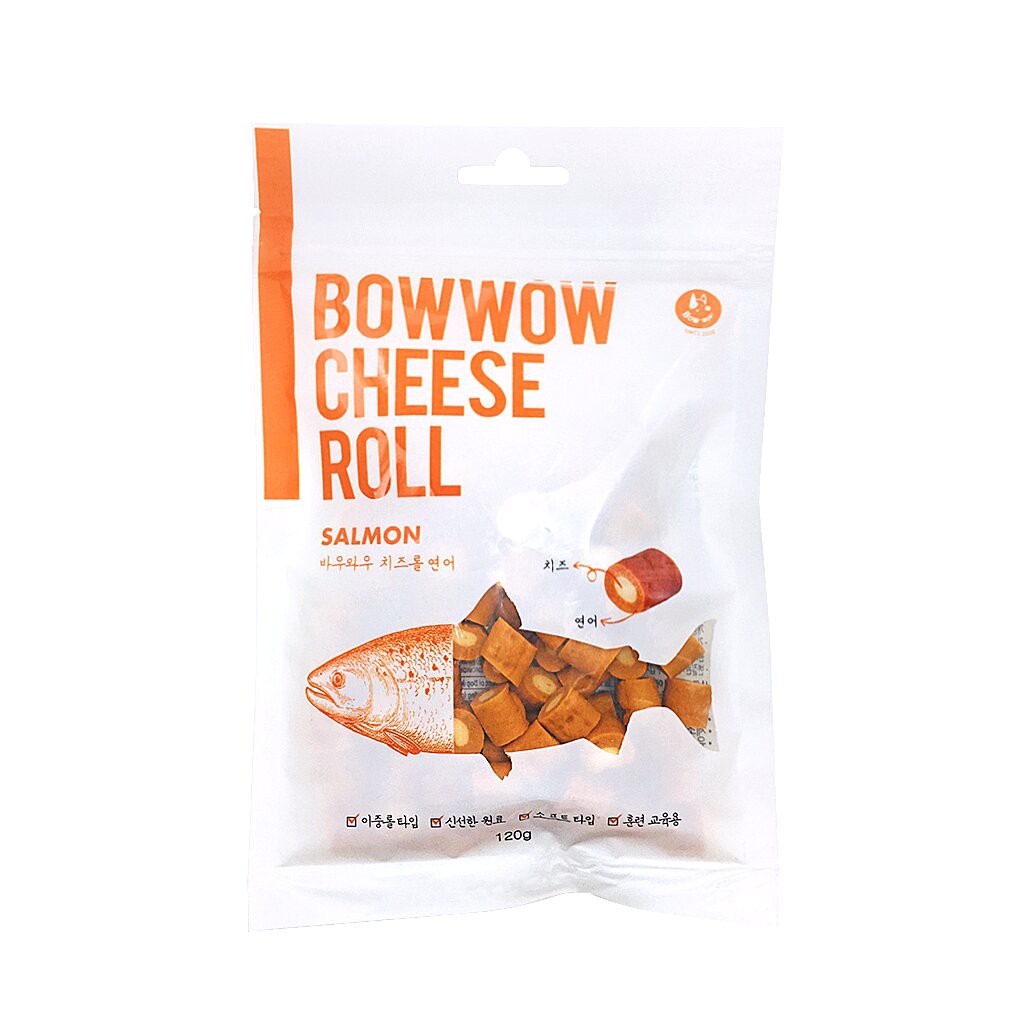 Bánh Thưởng Cho Chó Phô Mai Cuộn Cá Hồi Bowwow Cheese Roll 120g