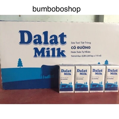 ❦∏ Sữa Dalat milk hộp 110ml có đường/ít đường