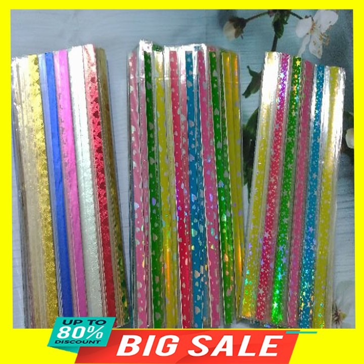 Giấy gấp sao nhiều màu, óng ánh (500 giấy gấp sao)