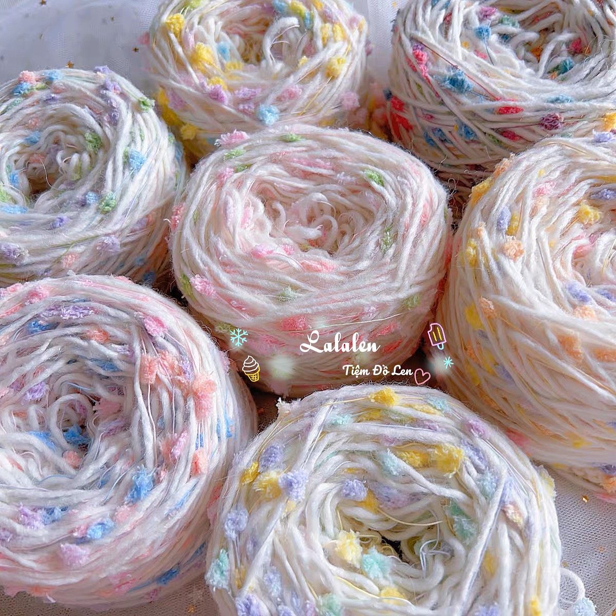 Len PomPom Dệt Kim Cuộn 100gr