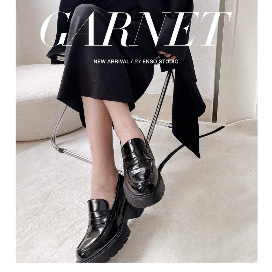 Giày Loafer da thật nữ GARNET đen