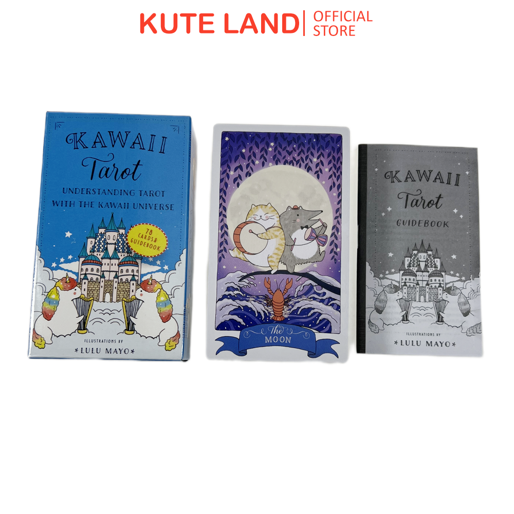 Bộ bài kawaii tarot 78 lá bài 7x12 cm tặng đá thanh tẩy