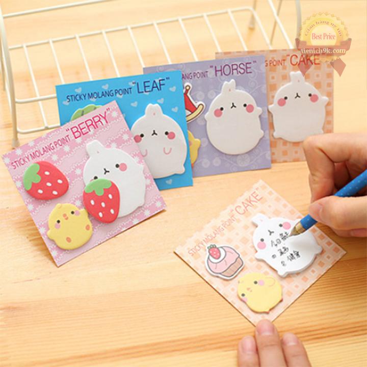 Combo 2 Bộ Giấy nhớ thỏ molang 3 mẫu – Giấy note ghi chú