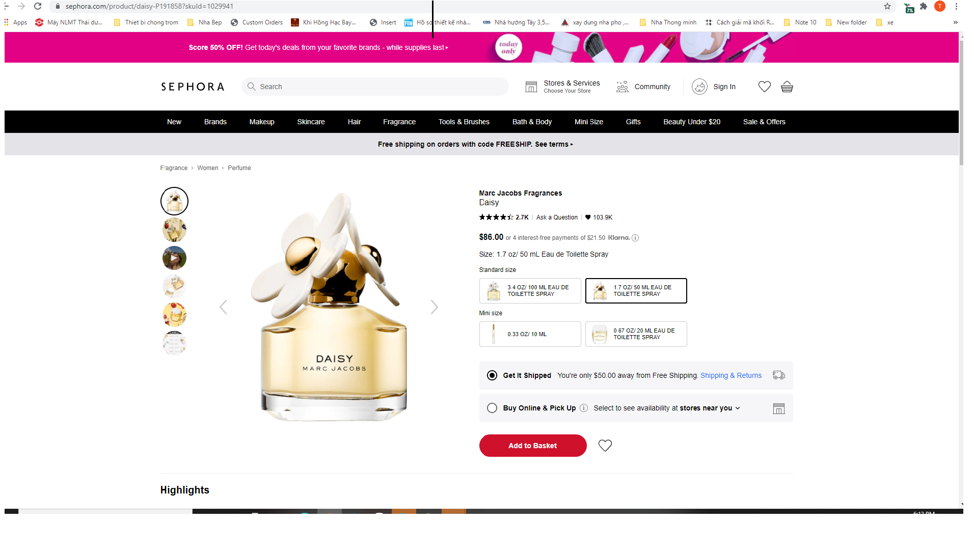 Nước hoa Daisy Marc Jacob hoa c&uacute;c EDT 50ml