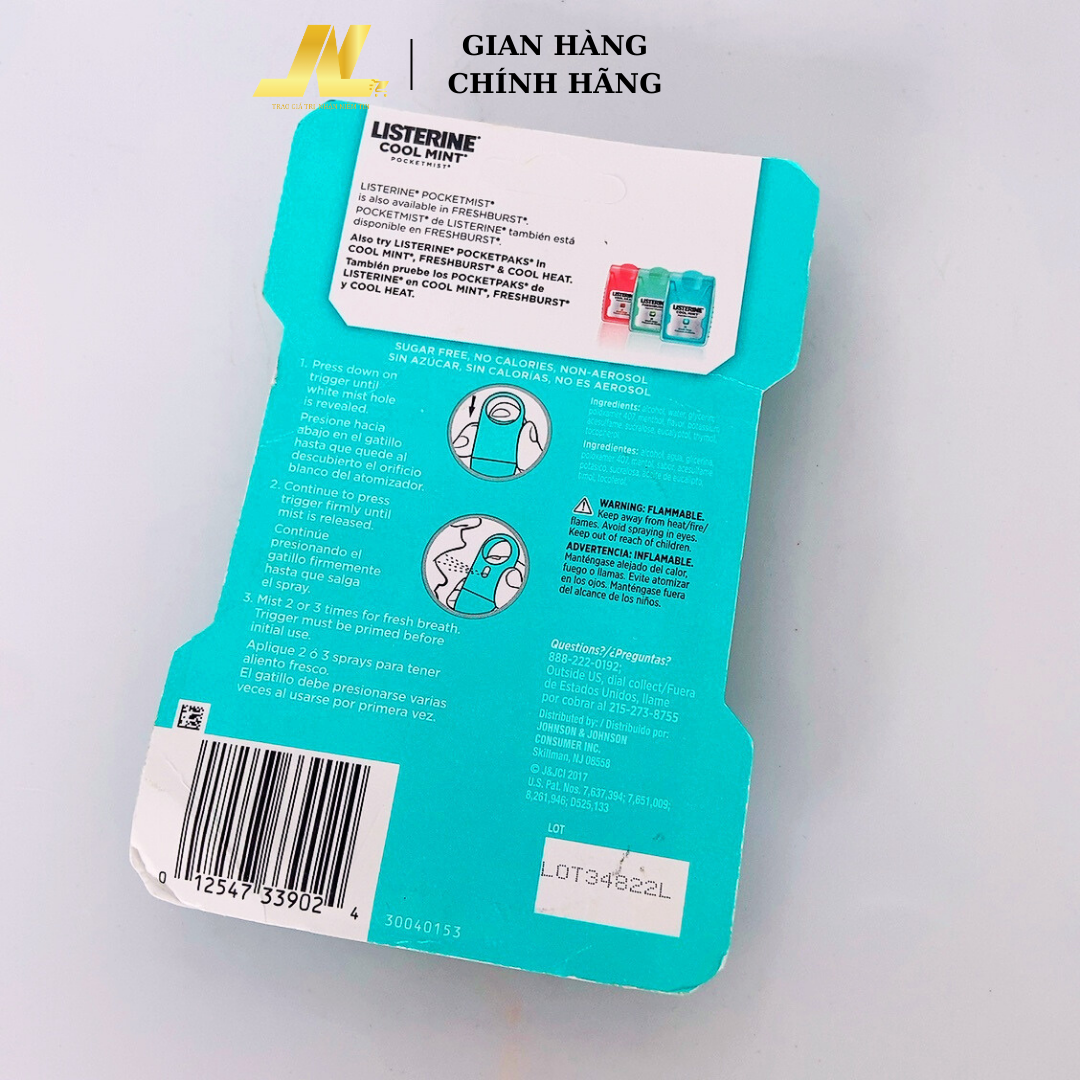 Set 2 Chai Xịt Thơm Miệng Listerine Cool Mint PocketMist